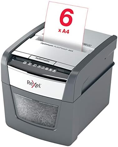 Rexel Optimum Auto Feed 45 Sheet Automatic Cross Cut Paper Shredder, P-4 Security, Home/Home Office, 20 Litre Removable Bin, 2020045X, Black