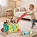 Didklom Baby Walker Musical Push Toy for Toddlers 18+ Months - Educational Activity Wagon with Building Blocks, Learning Walking Assistant with Adjustable Handle for Baby Boys & Girls
