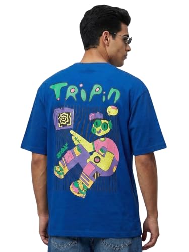 Image of Veirdo Oversized Baggy Fit Drop Shoulder Graphic Printed Design Half Sleeve T-Shirt for Men (Available Sizes: S to 2XL)