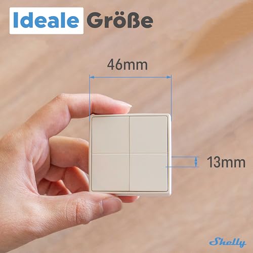 Shelly BLU Wall Switch 4 Stand-Alone - Bluetooth-Schalter, Кeine Verkabelung Еrforderlich, Beleuchtung, Multi-Klick, Starke Verschlüsselung, Alexa & Google Home, Bluetooth Gateway Erforderlich
