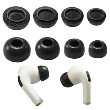 Luckvan 4 pares de pontas de espuma viscoelástica L/M/S/XS para Airpods Pro/Airpods Pro 2 (2ª geração) pontas de fones de ouvido de substituição para Airpods Pro com caixa de armazenamento, preto
