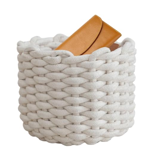 Petit Panier de Rangement Tressé | Organisateur de Maquillage en Corde de Coton pour Coiffeuse |...