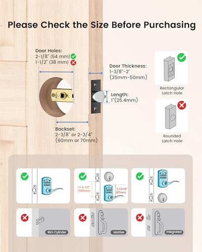 Hidalife Fingerprint Keypad Door Lock with Handle, Keyless Entry Door Lock for Front Door, Easy Passage Mode, Electronic Door Lock with Code, Matte Black — view 5