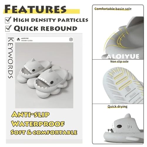 Generic Shark Slippers for Women Men, Couple Thick Sole Cloud Shark Slides, Cute Anti-slip Beach Bathroom Shark Sandals Sunmmer2