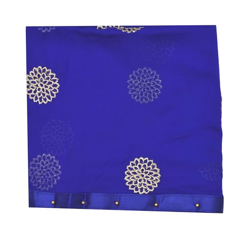 Image of YOUTHQUAKE Golden Floral Embroidery Work Chiffon Dupatta for Womens & Girls with Fancy Moti Lace