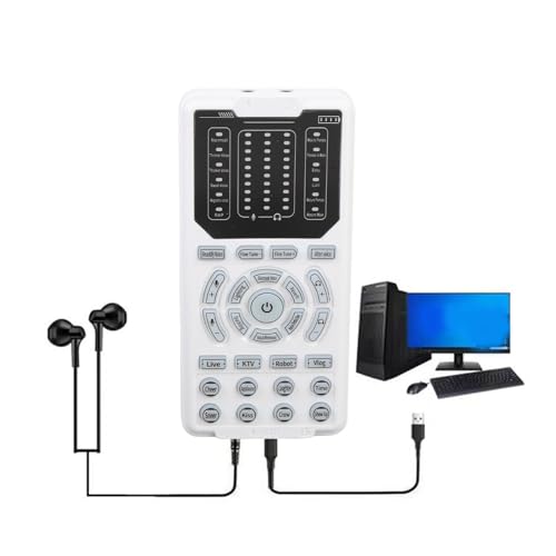 EBTOOLS Voice Changer, Portable Sound Card, Voice Disguiser, 16 Sound Modes 10 Level Adjustment, for iOS, Android, Computers, Tablets, Phone Live Streaming Singing Gaming, 3.5mm