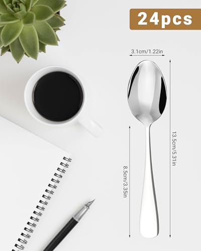 Miniatura 2 de Set De 24 Cucharillas Cafe Acero Inoxidable, Cucharillas Postre 13,5 Cm, Cucharas De Postre Y Cucharillas Para Espresso Práctico Set Para Casa, Cocina Y Restaurante, Bordes Lisos, Apto Lavavajillas