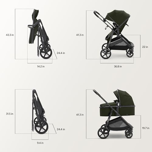 Image of Mompush Wiz 2 in 1 Baby Stroller with Infant Pramette Mode, One Hand Fold Convertible Newborn to Toddler Stroller with Reversible Seat and Large UPF 50+ Canopy