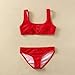 Red Button Bikini Set for Girls Two Piece Swimsuit Bathing Suit Youth Fashion Summer Pool Beach (Red, 7-8 Years)