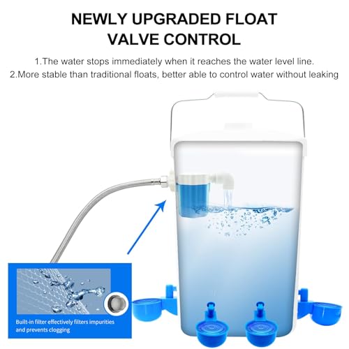 GIFANK Automatic Chicken Waterer Float Controlled, 3 Gallons Poultry Waterer Dispenser with Hose Attachment, Poultry Automatic Drinking Accessories for Chicks, Duck, Goose, Turkey - Thumbnail 3