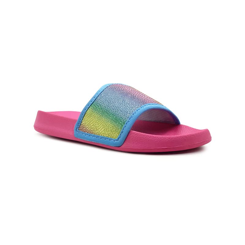 KazarMax Hopits Kids Girls Turquoise Shimmer Rainbow PU Print Flip Flop/Soft, Comfortable, Indoor & Outdoor Slippers- 6 Kids UK (B0B1QGT371) Amazon Price History, Amazon Price Tracker