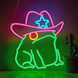 Cowboy Toad Neon Sign Frog Neon Light Cowboy LED USB Powered Dimmable Art Signs for Pub Store Man Cave Room 13.8 X 12.6 inch