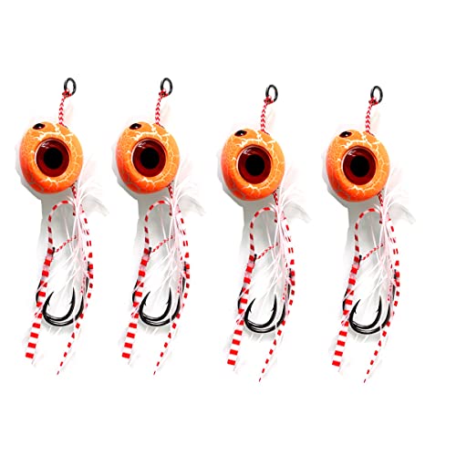 Huang Pingzhou 4Pcs/Lot 60G-200G Inchiku Tenya Madai Deepsea Metal Fast Sinking Jig Kabura Rubber Skirts Saltwater Sea-Bream Fishing Lure Tai Kabura Jig Slider Fishing Tackles (100G, Color B 4Pcs) #TOP9