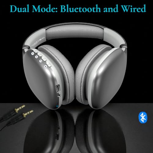 Image of iFAST Foldable Wireless Stereo Headphone | 40 Hours Music & Calls| Dual Mode (Wired & Wireless) Gaming Headset with Adjustable Headband [ Gun Grey ].