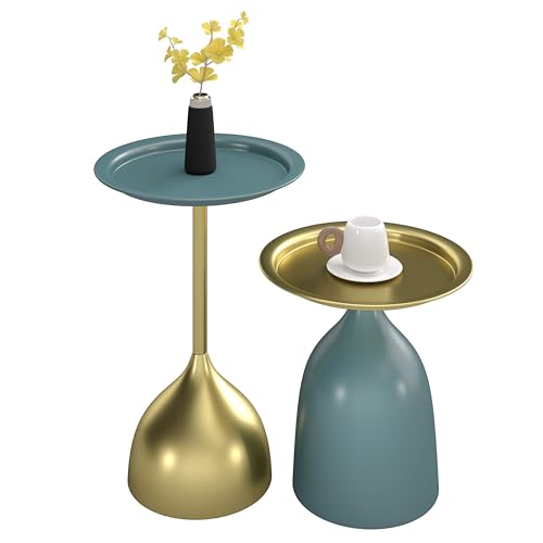 Ginhow Set di 2 tavolini da salotto, colore blu e