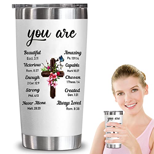 JUNQIU Christian Gifts for Women, Inspirational Religious Gifts, Bible Verse Encouragement Spiritual Gifts, Thank You Gifts- Gifts for Women, Mom, Friend, Sister-20 Oz Stainless Steel Tumbler
