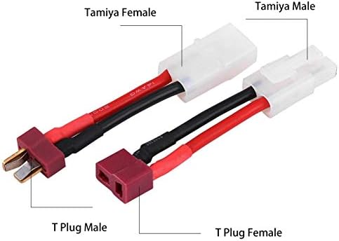 Tamiya Style Connector to Deans T Plug Male Female Adapter Silicon Cable 14 AWG Wire Antiskid Micro Banana Plugs Silica Gel Parallel Charging Harness for Drone RC Car ESC Lipo NiMH Battery Charger