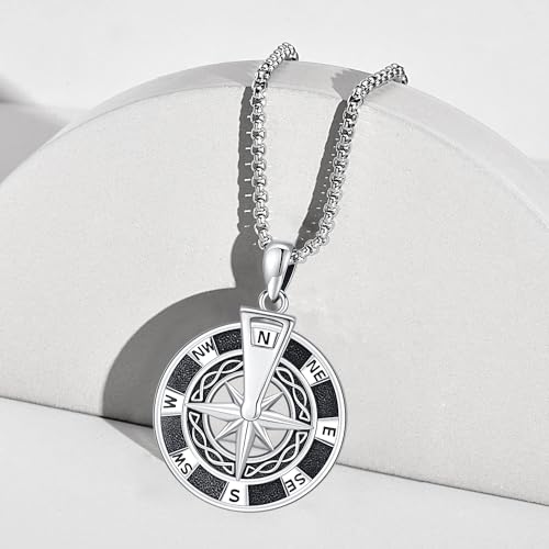 Aniu S925 Sterling Silver Compass Necklace for Men Women Go In The Direction of Your Dreams 2025 Graduation Birthday Christmas Rotatable Jewelry Gift3