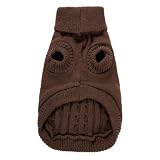 Pullover für kleine Hunde, gestrickt, für Haustiere, Katzen, warmes Hunde-Sweatshirt, Winterkleidung, Kätzchen, Welpenpullover (Größe XS, Braun)
