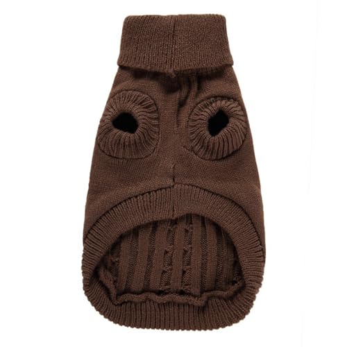 Pullover für kleine Hunde, gestrickt, für Haustiere, Katzen, warmes Hunde-Sweatshirt, Winterkleidung, Kätzchen, Welpenpullover (Größe XS, Braun)