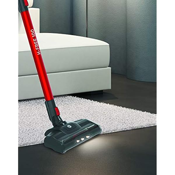 Hoover H-FREE 100 HF122GPT 011 Aspirapolvere Elettrica Senza Fili, Senza Sacco, 170W, 0,9 L, Ciclonico, Mini Turbo Spazzola, Autonomia 40 Min, Rosso