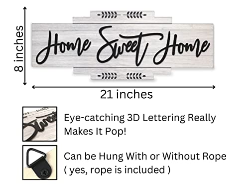 Home Sweet Home Sign, Farmhouse Rustic Wall Decor, Decorative Modern Farmhouse Wooden Wall Decor For Front Door Entryway Kitchen Living Room Bathroom Decor, Boho Chic Front Door Signs For Home Decor, Large Rustic White 21X8 Inches #TOP2