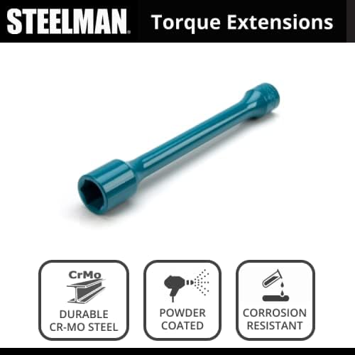 Steelman 1/2-Inch Drive x 21mm 150 ft-lb Torque Extension for Impact Wrench, 8-5/8-inch Extension, Corrosion-Resistant Powder-Coated Steel, Turquoise