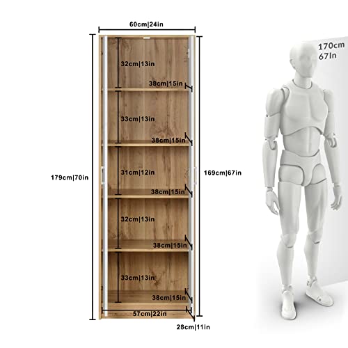 Image of DeckUp Plank Giona Engineered Wood Book Shelf and Display Unit (Wotan Oak and White, Matte Finish)
