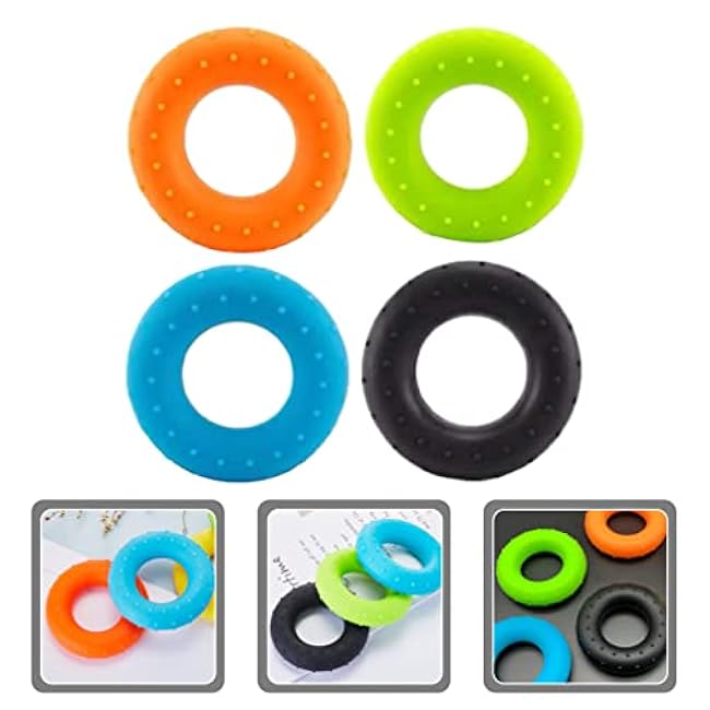 BESPORTBLE 4pcs Hand Strengthener Rings Resistance Silicone Hand Exercisers for Muscle Training Relief Portable Workout Equipment for Home Gym Use