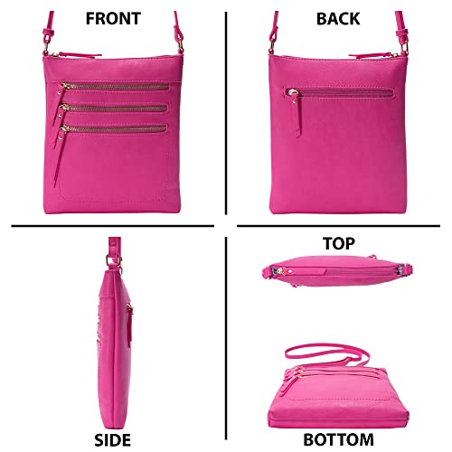 Image of Solene Crossbody Bag Functional Multi Pocket Messenger Purse Top Zip Closure Shoulder Handbag With Adjustable Strap
