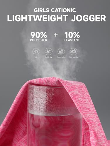 4 Pack Girls Sweatpants Jogger Lightweight Dry-Fit Active Athletic Kids Joggers with Pockets & Drawstring2