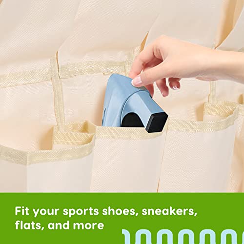 Unjumbly Over The Door Shoe Organizer, 24 Large Pockets, Sturdy 600D Oxford Fabric, Complete With 4 Strong Metal Over Door Hooks - Beige #TOP3