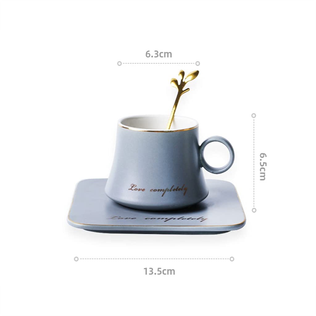 Juego de Tazas de té Juego de Tazas de té con platillo, Taza y Cuchara con Soporte de Metal Tazas de café de cerámica para café Moka Juego de Tazas de café(White+Pink-4 pcs)