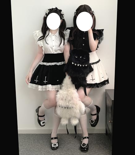 QutieFrash ドラゴン刺繍 黒白フリルミニスカート QutieFrash ドラゴン刺繍 黒白フリルミニスカート QutieFrash