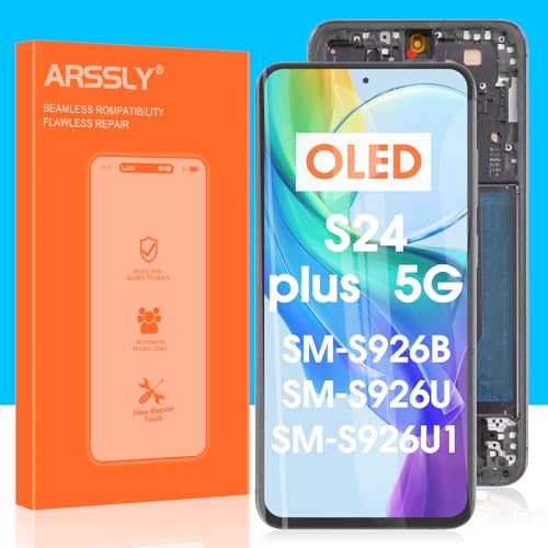 OLED S24 Plus 5G LCD Screen Replacement for Samsung Galaxy S24 Plus 5G 3D Touch LCD Display Touchscreen Digitizer Assembly SM-S926U SM-S926B Black with Frame
