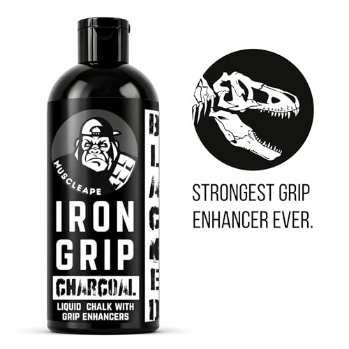 Image of Muscleape Iron Grip Charcoal Liquid Chalk with Grip Enhancers | Fast Dry Liquid Chalk for Weightlifting, Pull Ups, Calisthenics, Pole Fitness, Climbing & Gym Training | Less Dust Strong Grip.