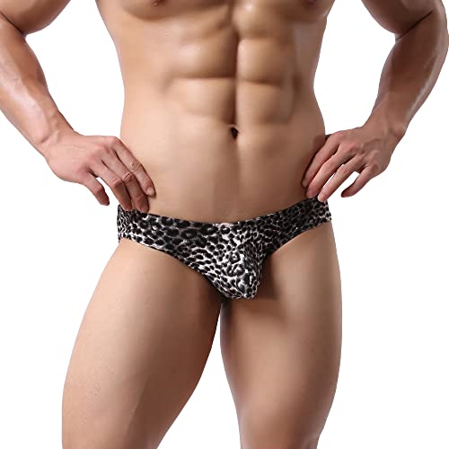 Men's Low Waist Leopard Underwear Briefs Soft Sexy Pouch Underpants3