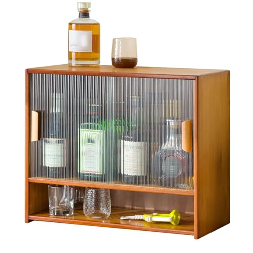 Armoire de rangement de cuisine marron avec buffet et portes en verre