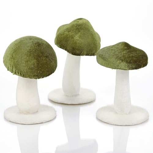 Briful Velvet Mushrooms 3 Pack Green & White...