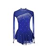 Meisjes Gymnastiek Turnpakje Ballet Jurk, Lange Mouwen Splice Back Figuur Schaatsen Jurk Hedendaagse Lyrische Dans Kostuums FiveShops (Color : Royal blue, Grootte : L)