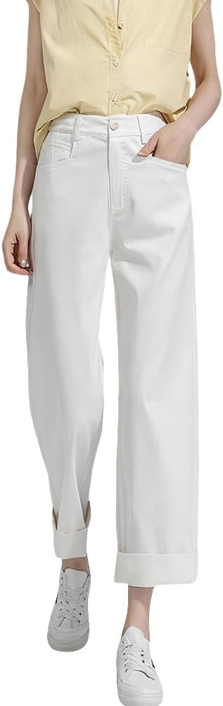 [GANDUS] ジーンズのファッションのカジュアルなストレートのズボンは柔らかくて快適でシンプルで大方の気質優雅で清新で甘い肉を隠