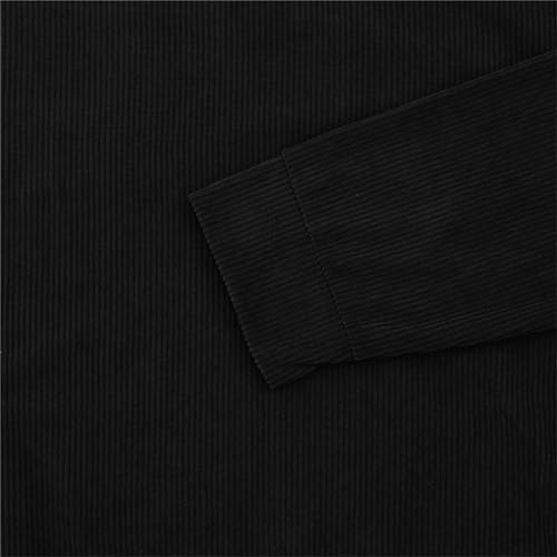 Winter Corduroy Shirts Men 2024 Casual Henry Stand Collar Quarter Button Up Vintage Long Sleeve Mock N4