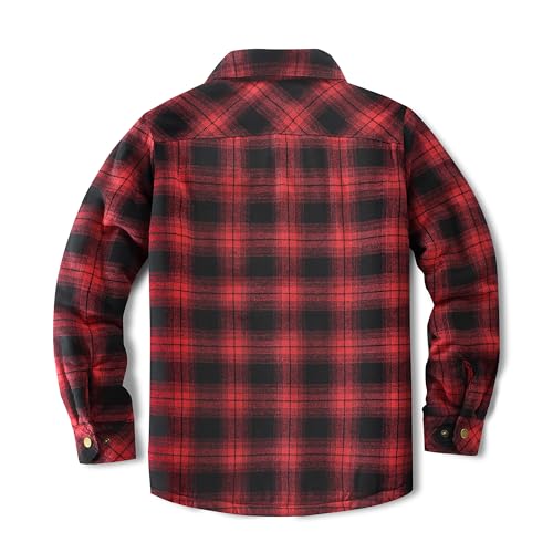 Image of Men's Sherpa Cotton Flannel Shirt Jacket Plaid Button Coat Pocket