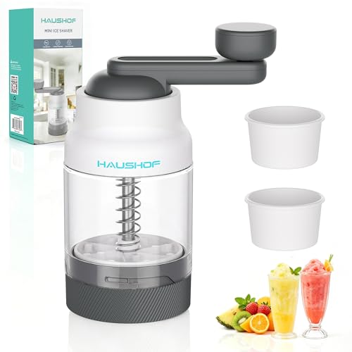 HAUSHOF Manual Ice Shaver Portable Shaved Ice Machine with Ice Mold