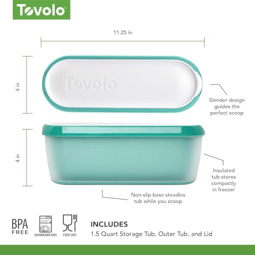 Image of Tovolo Reusable Ice Cream Containers for Homemade Ice Cream Glide A Scoop Ice Cream Tub for Reusable Ice Cream, 1.5 Quart BPA Free Insulated Freezer Safe Ice Cream Container