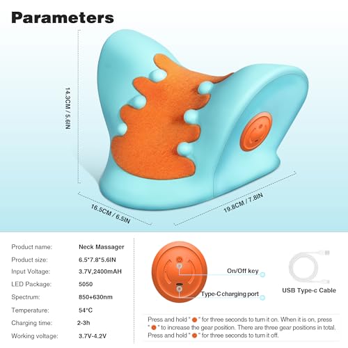 heated neck pillow red light therapy for neck pain relief portable neck stretcher pillow with heating pad shoulder relaxer for muscle relax tension relief