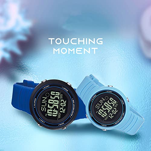 Pink Sports Watch for Women, Womens Digital Watches Ladies 5ATM Waterproof LED Screen Backlight Outdoor(Light Blue)2
