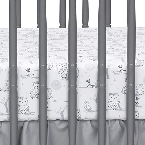 Lambs & Ivy Luna White/Gray Celestial Owl 4-Piece Nursery Baby Crib Bedding Set (740004V) #TOP4