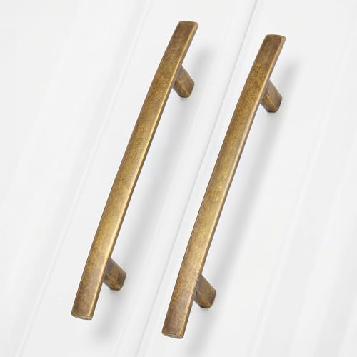 homdiy 10 Pack Antique Brass Cabinet Pulls, Solid Zinc Alloy, 5 Inch CC