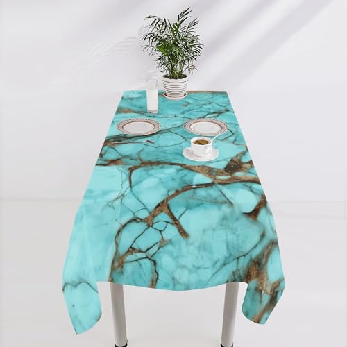 Nappe rectangulaire en marbre turquoise 140x279 cm lavable pour table de maison - 7